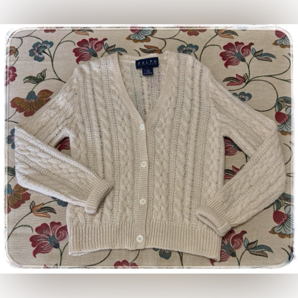 Ralph Lauren Beige Cable Knit Cardigan